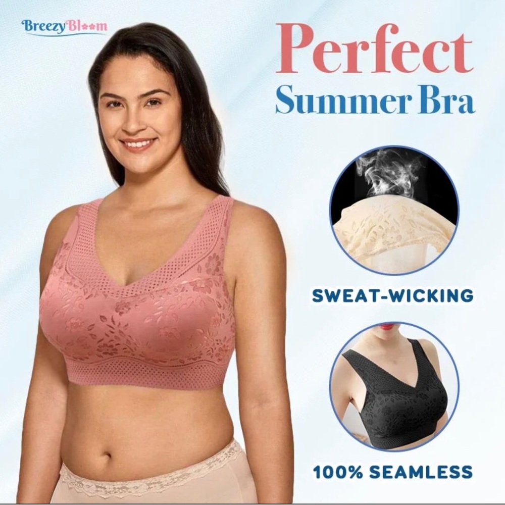 NWT Lot of 3 Breezy Bloom Bra - Sexy Beautiful Back Breathable Thin Bra Size XL - Picture 5 of 7